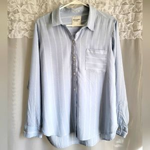 Abercrombie & Fitch Boyfriend Button Up Shirt, Blue and White, Size Large